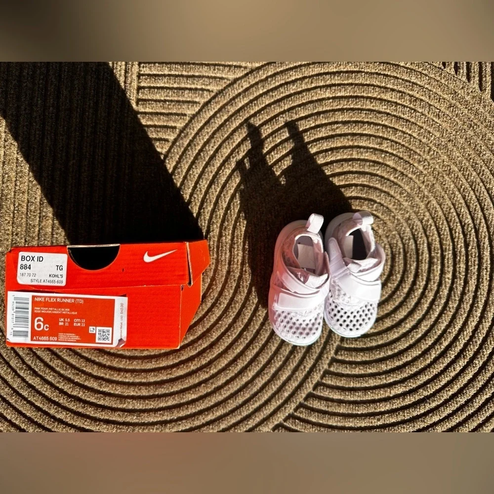 Nike Flex Runner Baby Kids Pink Foam Mesh Walking Shoes Strap Barbiecore w/ Box